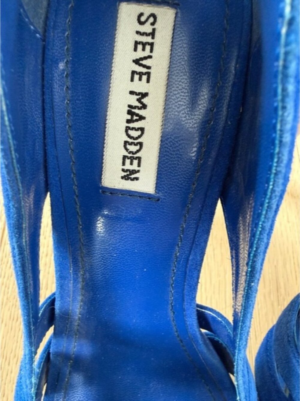 Steve Madden Royal Blue Suede Open-Toe High Heels Womens Size 9 - Picture 6 of 6